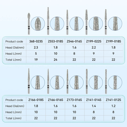 Zirconia cutting burs for dental crown removal