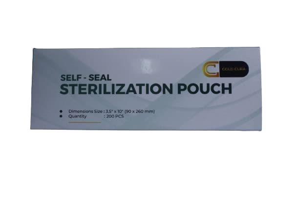 Gold Cura Self-Sealing Sterilization Pouches 90 × 260 mm – Pack of 200