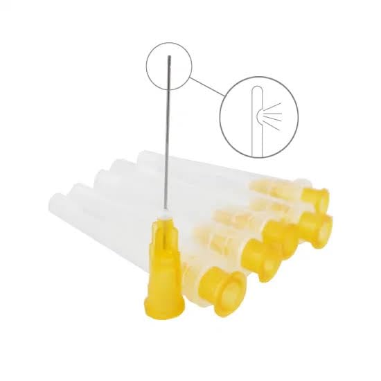 Gold Cura Dental Endo Irrigation Needle | Double Sided Vented 27G | Lenght: 25mm | Pack Of 100 Pieces