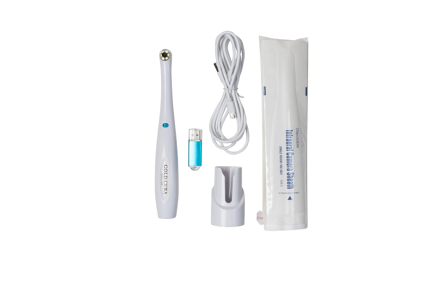 Gold Cura | 11 Mega Pixels Dental WiFi Intraoral Camera | Wireless Dental Intraoral Camera | View & Click Pictures | WiFi Connectivity with Andriod & Windows Devices | 2 Hours to Full Charge