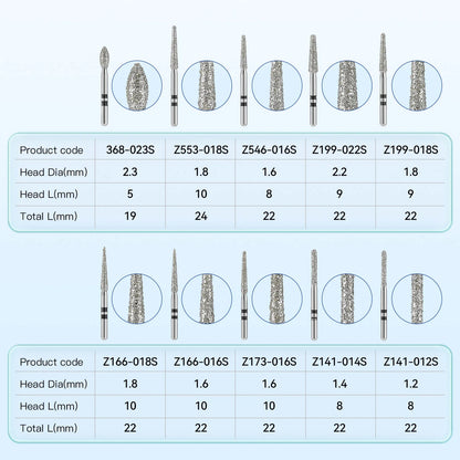 Zirconia cutting burs for dental crown removal