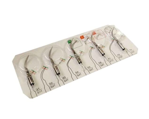 Gold Cura Ultrasonic Scaler Tips | Dental Scaler Tips | Assorted Pack of 5 Tips | Compatible with Woodpecker & EMS | Tip Sizes: 2xG1 2xG2 & 1xP1