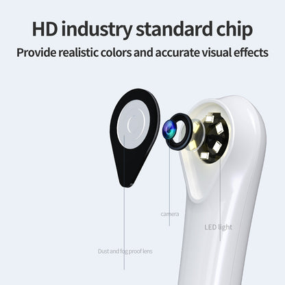Close-up of dental intraoral camera lens with six LED lights