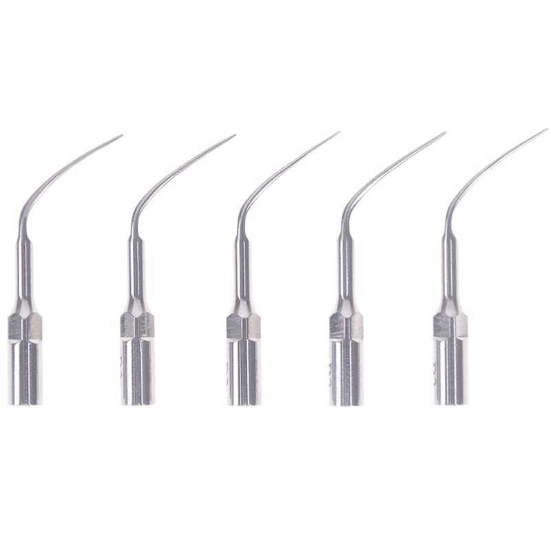 Gold Cura Ultrasonic Scaler Tips | Dental Scaler Tips | Assorted Pack of 5 Tips | Compatible with Woodpecker & EMS | Tip Sizes: 2xG1 2xG2 & 1xP1