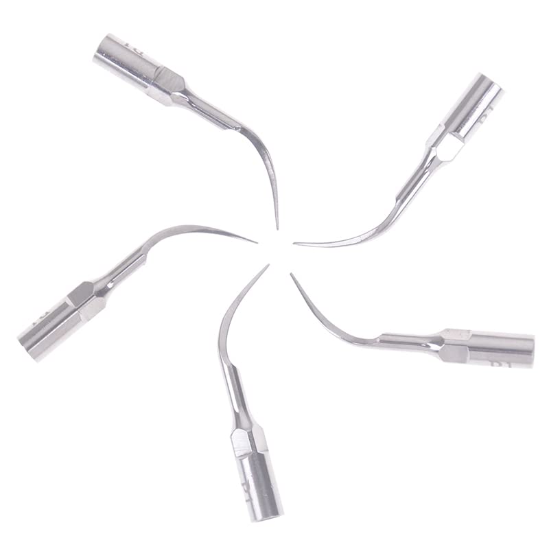 Gold Cura Ultrasonic Scaler Tips | Dental Scaler Tips | Assorted Pack of 5 Tips | Compatible with Woodpecker & EMS | Tip Sizes: 2xG1 2xG2 & 1xP1