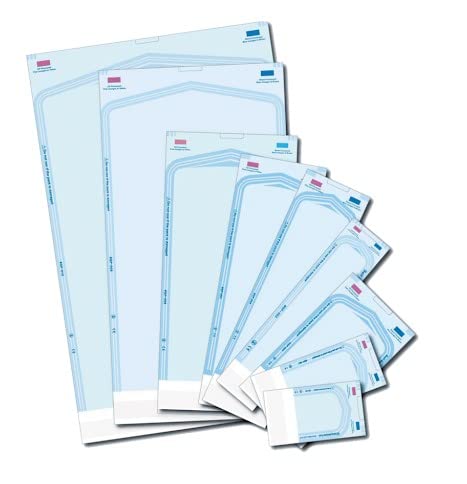 Gold Cura self-sealing sterilisation pouches for dental instruments