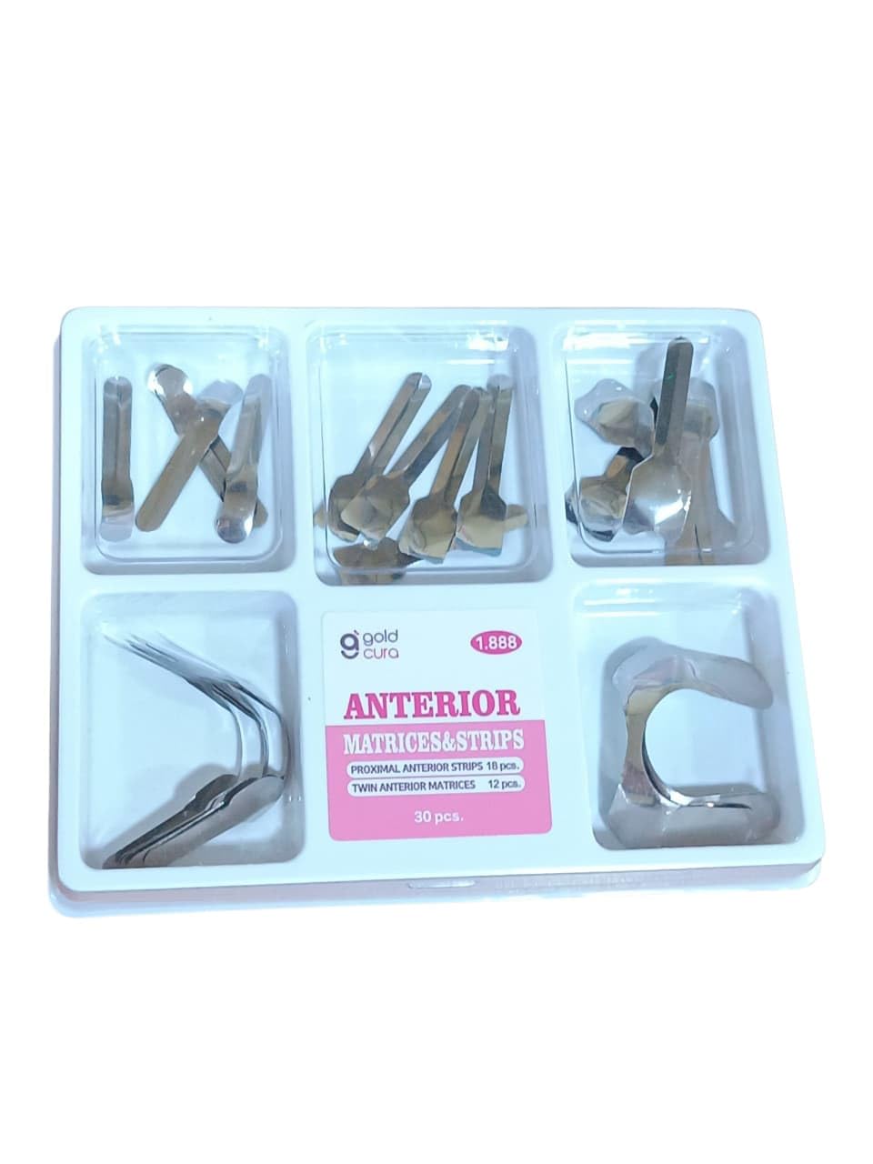 Gold Cura Anterior Matrix Band Kit | Metal Matrices & Strips 30 Pcs for Dental Clinics
