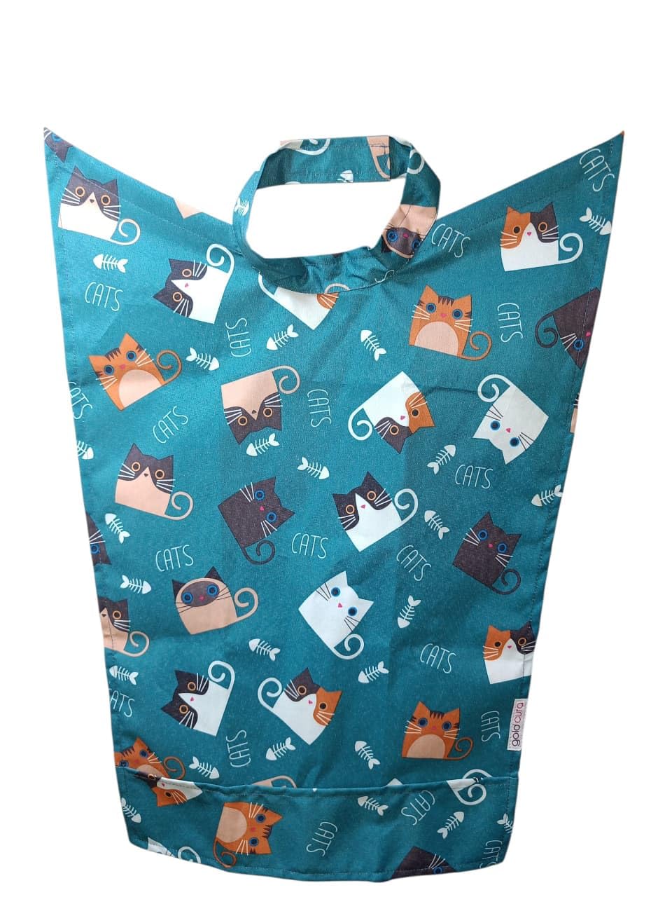 Gold Cura Dental Pedo Patient Drape | Autoclavable | Washable | Reusable | Size (L x W): 23x15 inch (Green Cat)