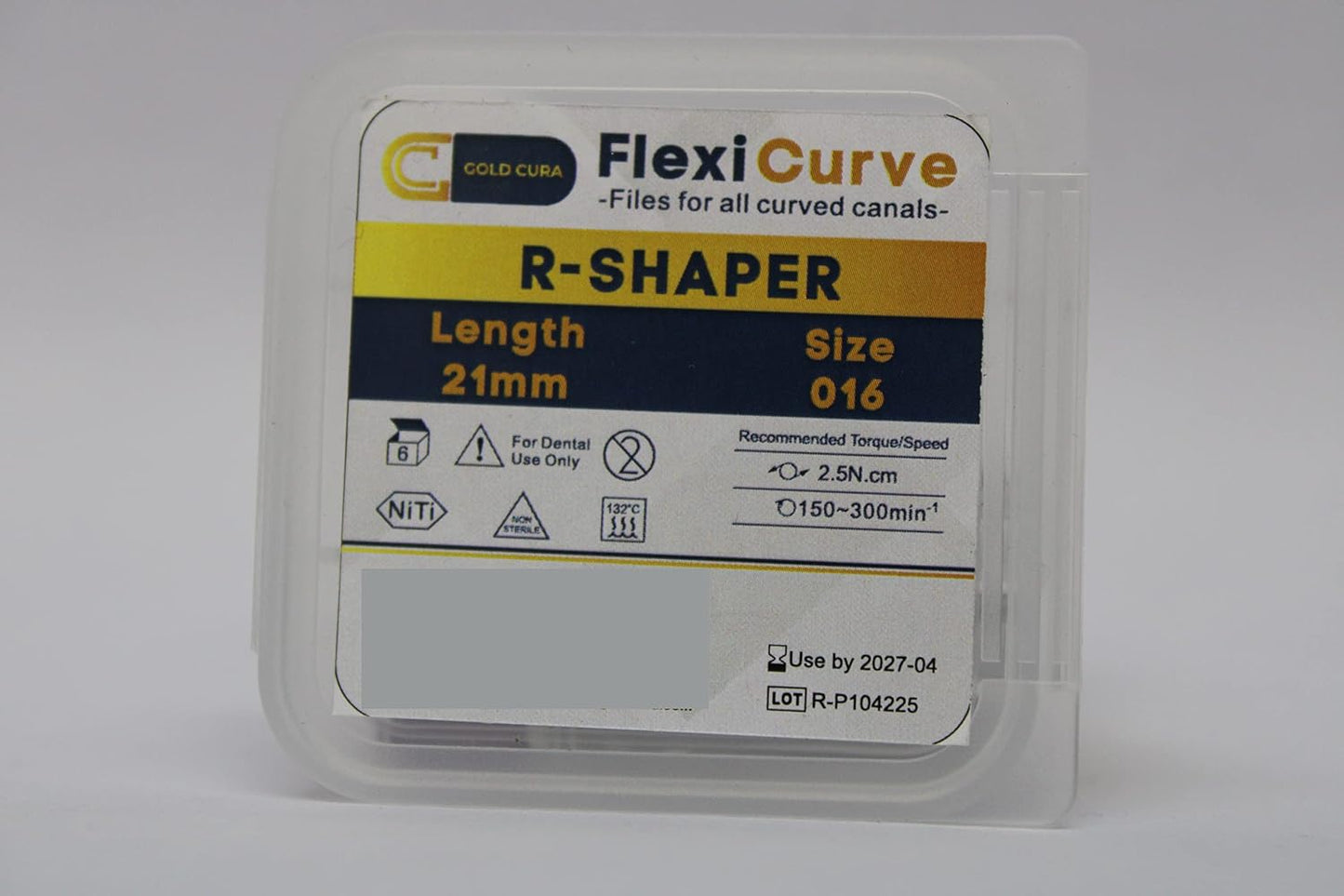 Gold Cura Dental | FlexiCurve | R-Shaper Rotary Files | Endodontic Rotary Files | Root Canal Rotary Files | Length: 21mm | Size: #016