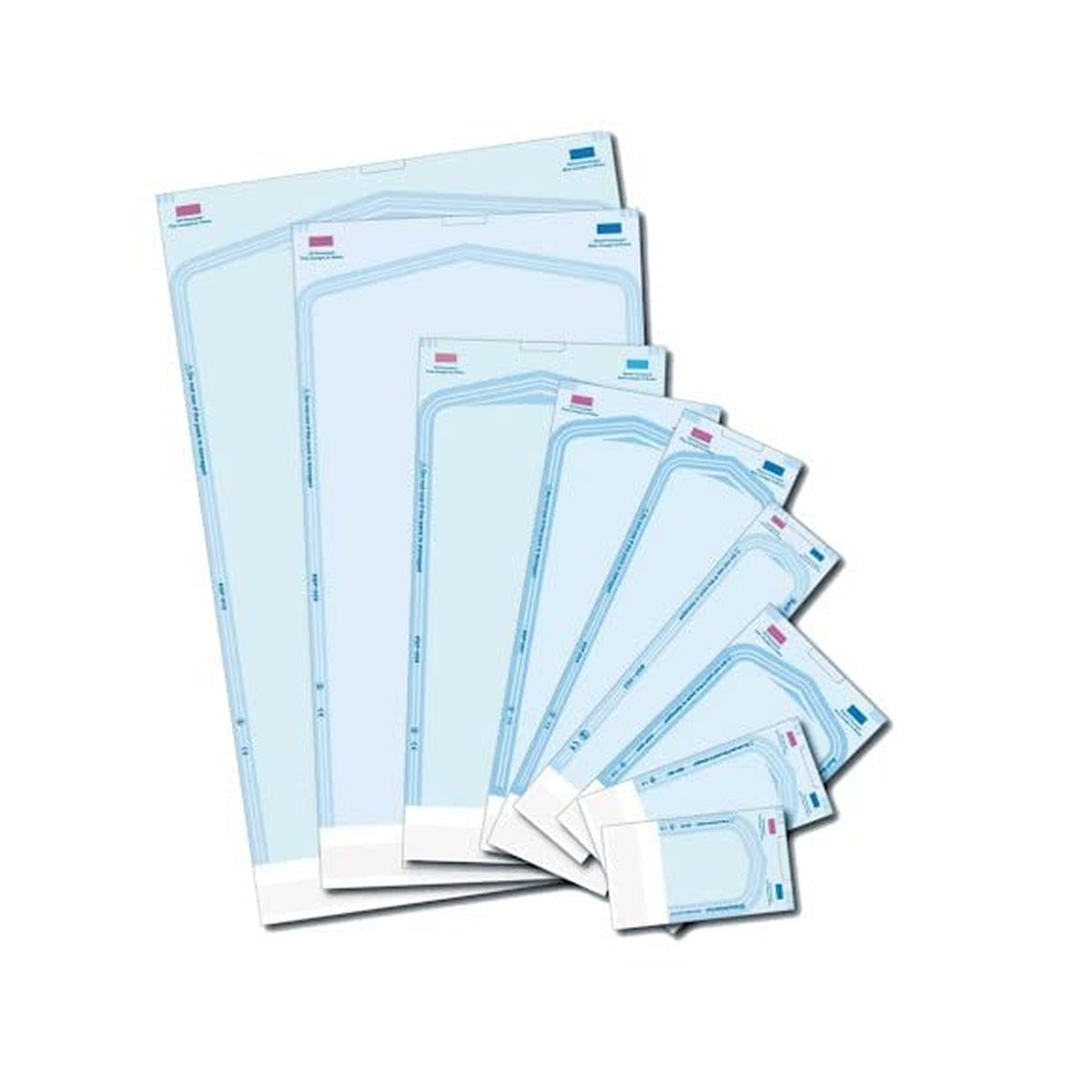 Gold Cura self-sealing sterilisation pouches for dental instruments