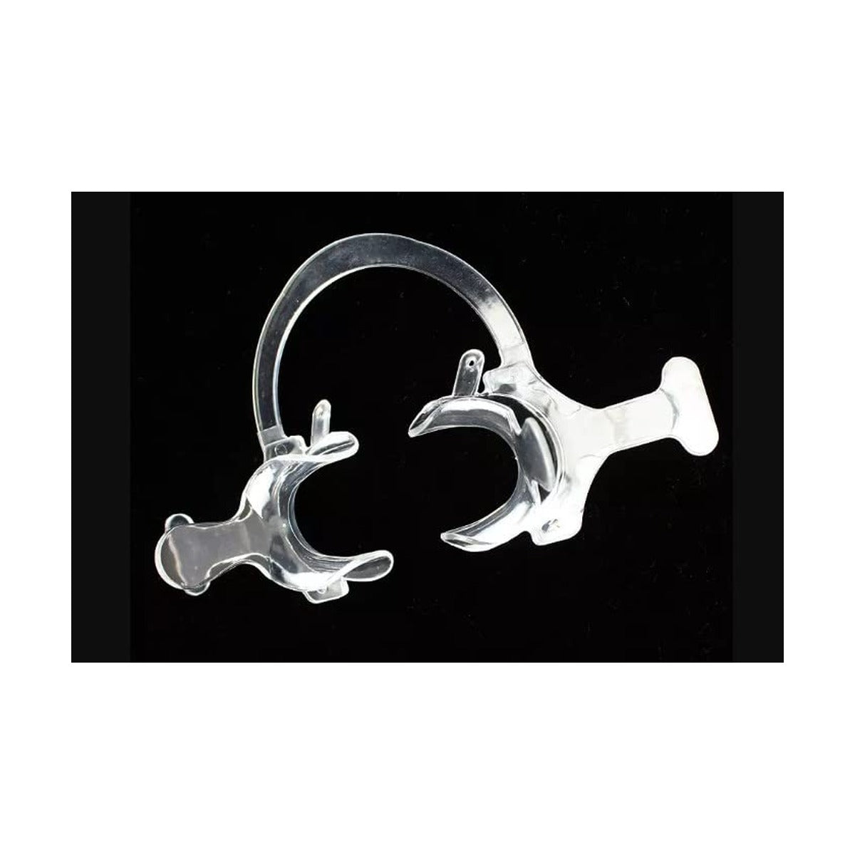 Gold Cura clear dental cheek retractors with wings and handles, pack of 2