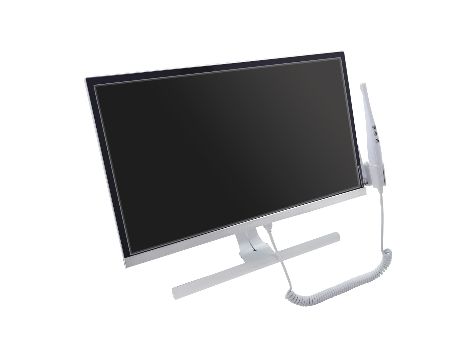 Gold Cura dental diagnostic workstation showing 19-inch touch screen display