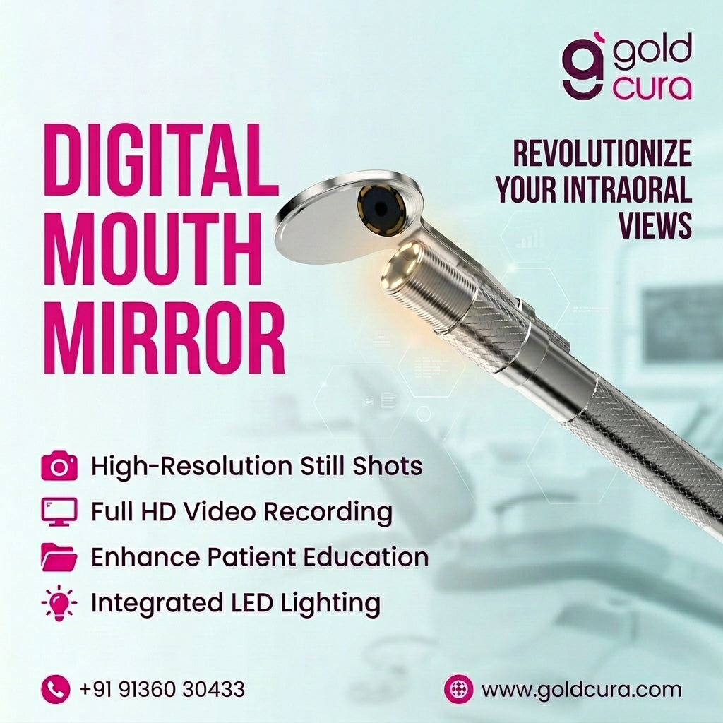 Gold Cura Digital Mouth Mirror Camera – HD Intraoral Dental Mirror with LED Light