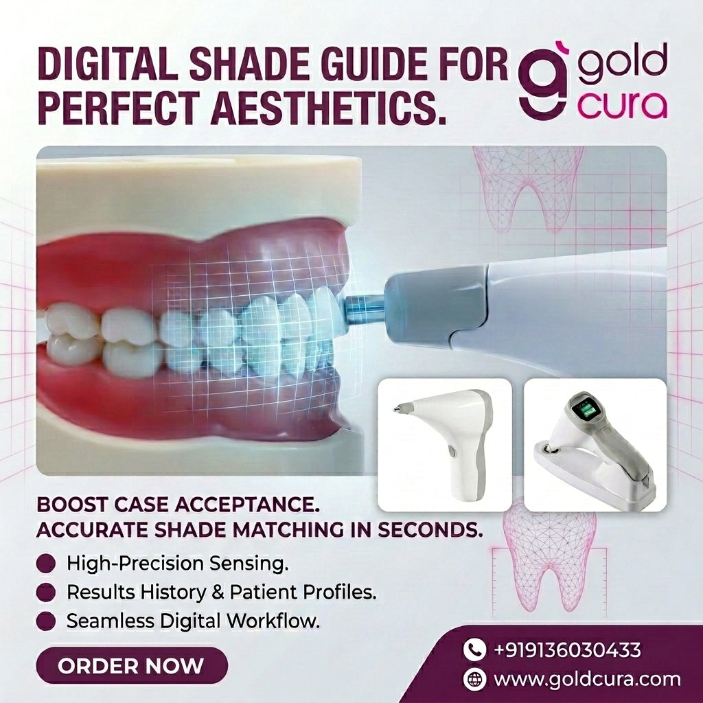 Gold Cura Digital Shade Guide dental spectrophotometer for accurate tooth shade matching in seconds