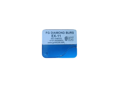 Gold Cura EX-11 broad double-cone FG diamond burs, pack of 5