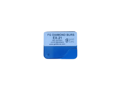 Gold Cura EX-21 medium pear-shape FG diamond burs, pack of 5