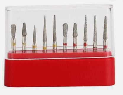 Gold Cura FG-118 polishing kit with 10 burs