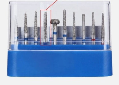 Gold Cura anterior crown preparation kit with 10 FG burs