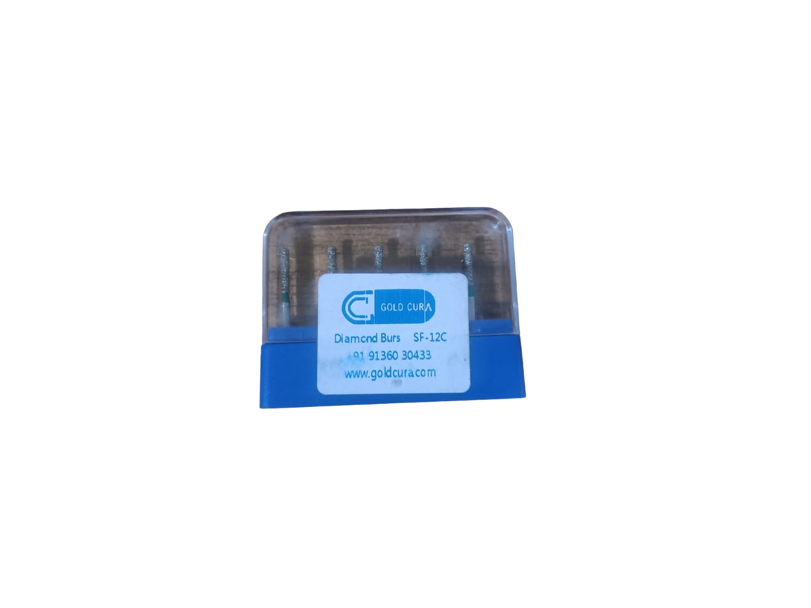 Gold Cura SF-12C medium flat-end cylinder coarse FG diamond burs, pack of 5