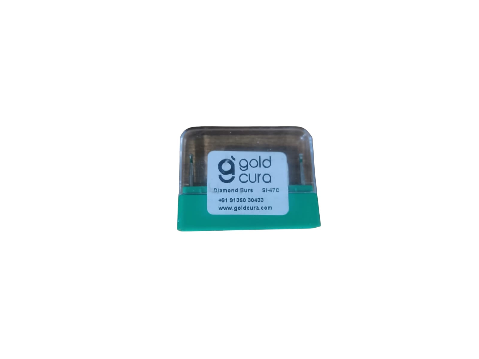 Gold Cura SI-47C inverted-cone green coarse FG diamond burs, pack of 5
