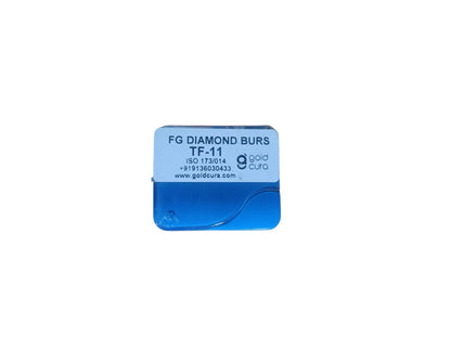 Gold Cura TF-11 tapered fissure flat-end FG diamond burs, pack of 5