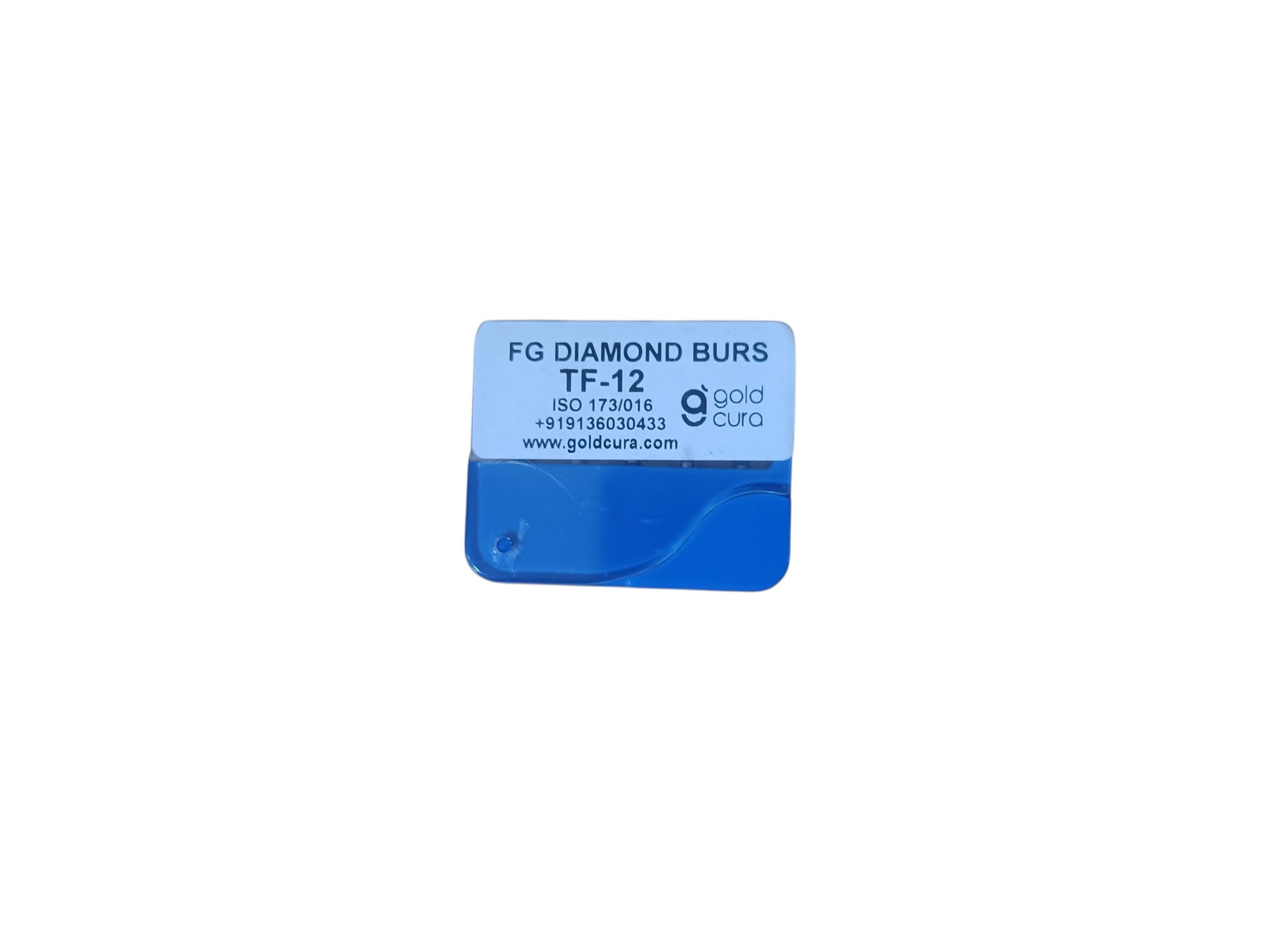 Gold Cura TF-12 tapered fissure flat-end FG diamond burs, pack of 5
