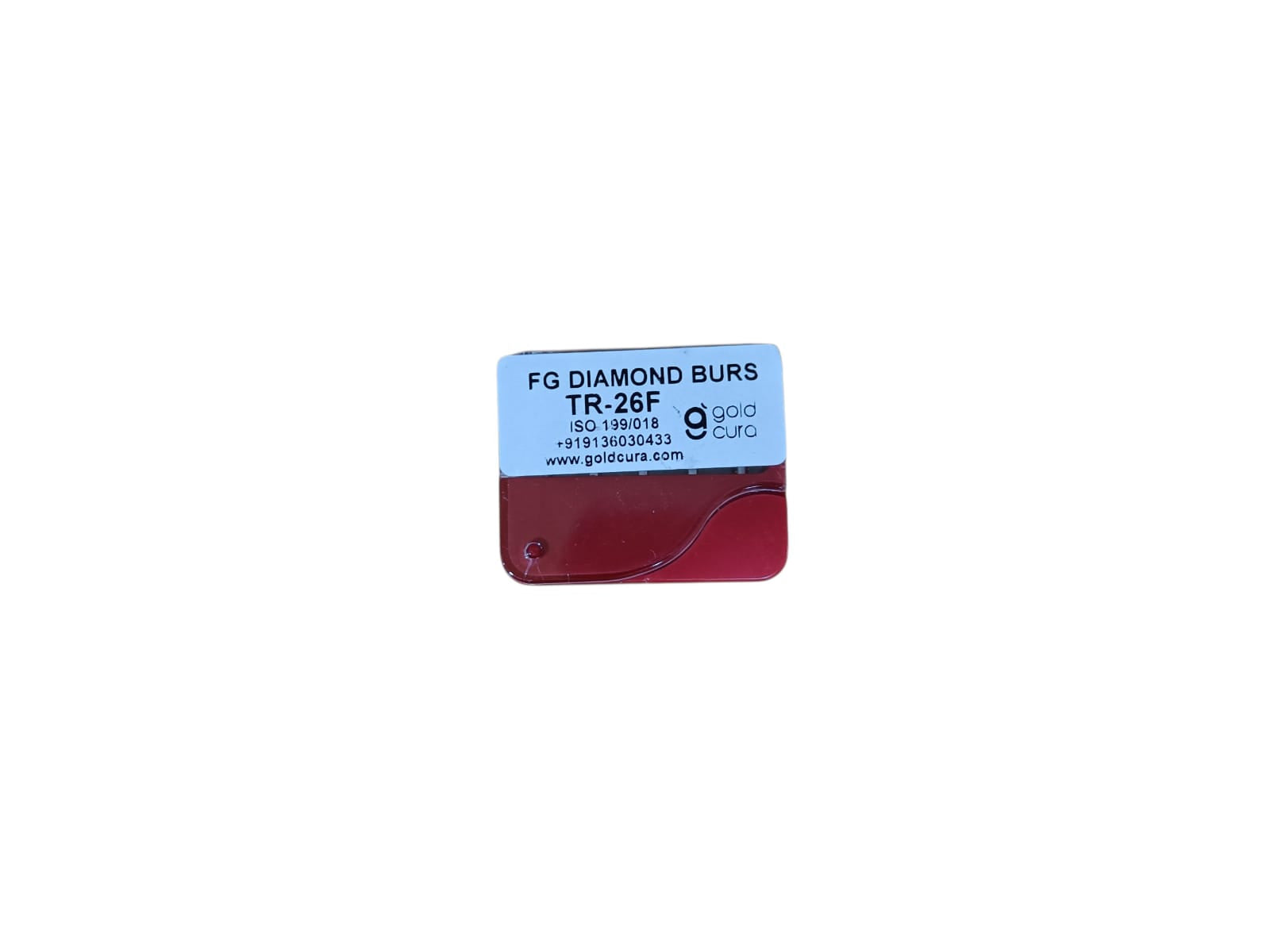 Gold Cura TR-26F wide long taper round-end fine FG diamond burs, pack of 5