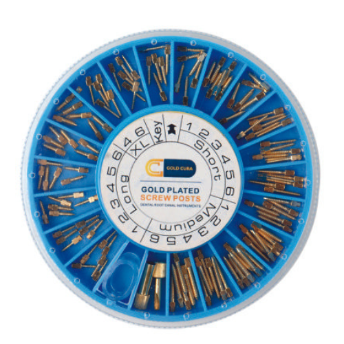 Gold Cura Gold Plated Screw Posts for Dental Restoration - Endodontic Post India