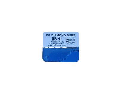 Gold Cura BR-41 small-medium ball round FG diamond burs, pack of 5