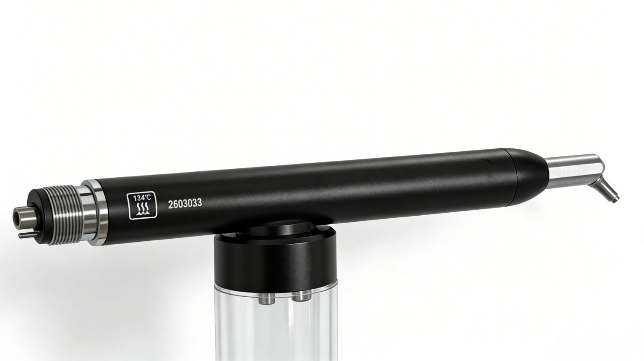Pneumatic dental sand blasting gun with 360 degree nozzle