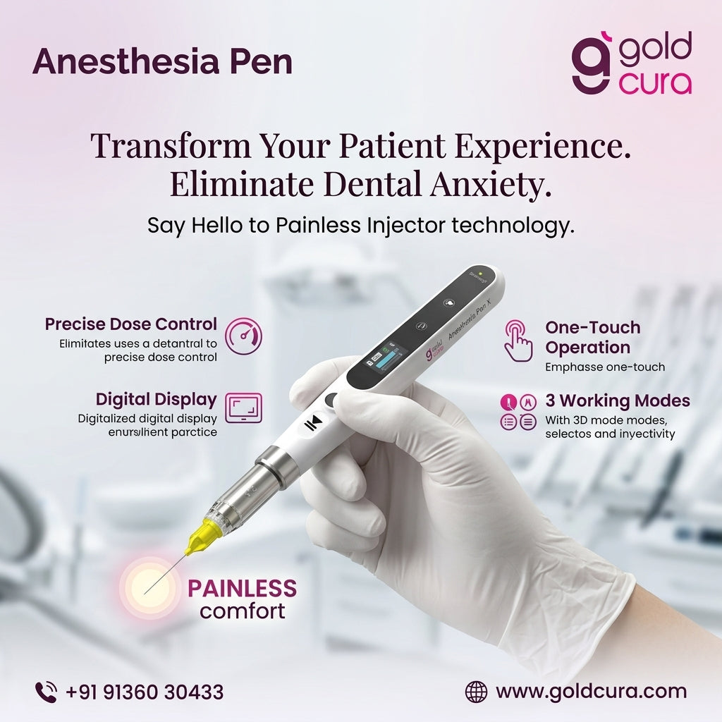 Gold Cura Anesthesia Pen marketing banner