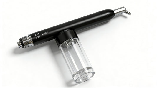 Gold Cura dental sand blaster with aluminium oxide powder reservoir