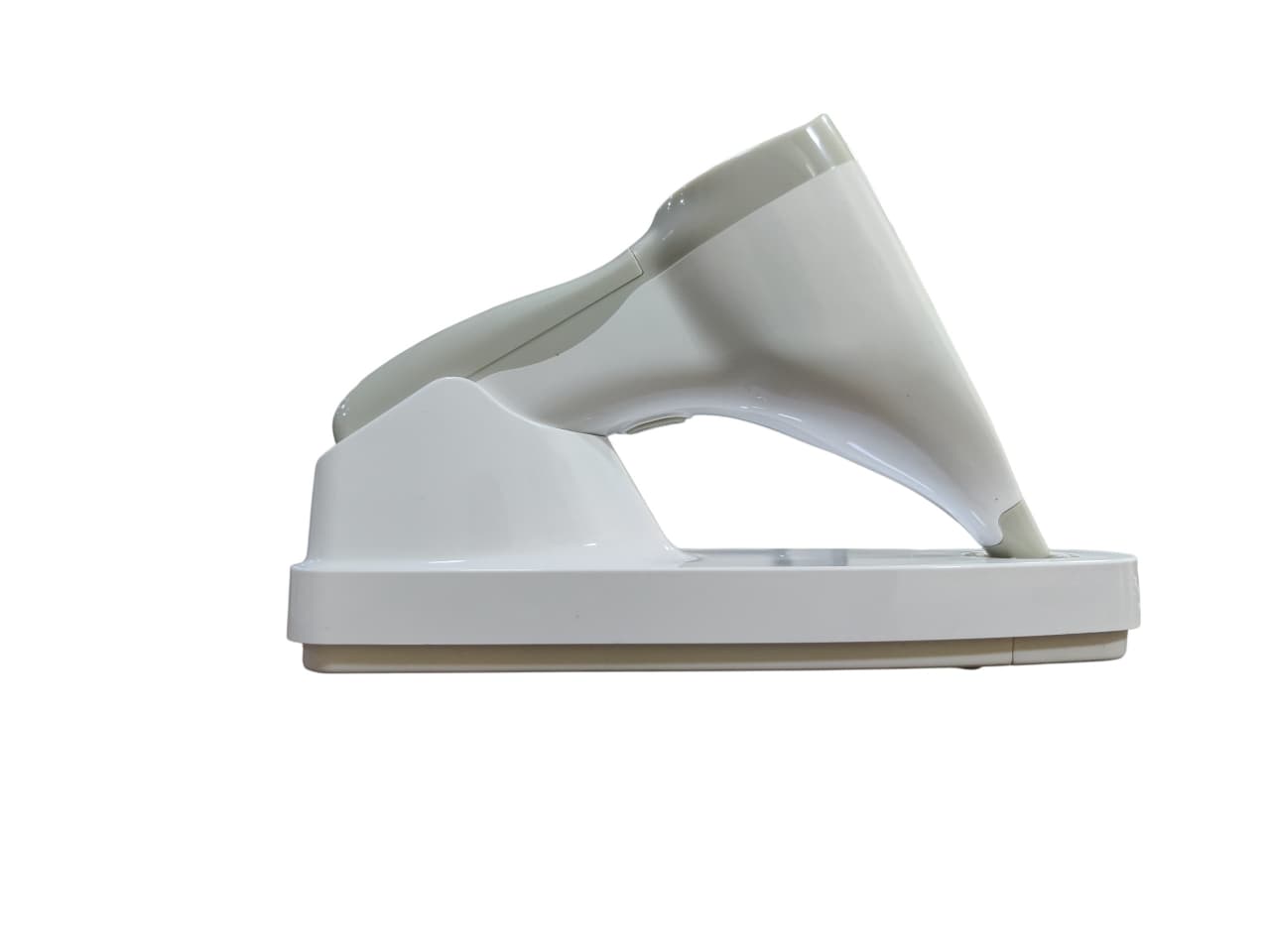 Gold Cura Digital Shade Guide cordless handpiece resting in charging dock, side view