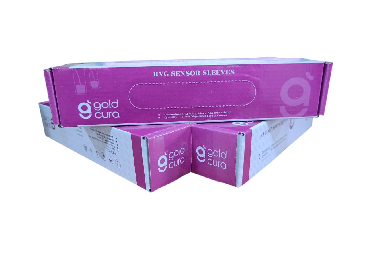 Gold Cura RVG Sensor Sleeves box stack