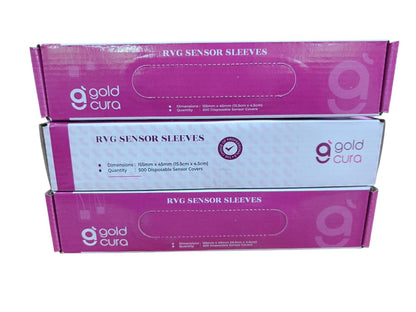 Gold Cura RVG Sensor Sleeves three boxes