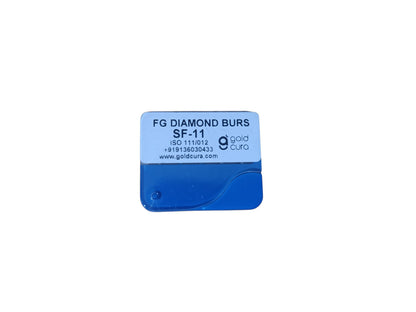 Gold Cura SF-11 narrow long straight flat-end FG diamond burs, pack of 5