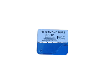 Gold Cura SF-12 straight flat-end FG diamond bur profile, pack of 5