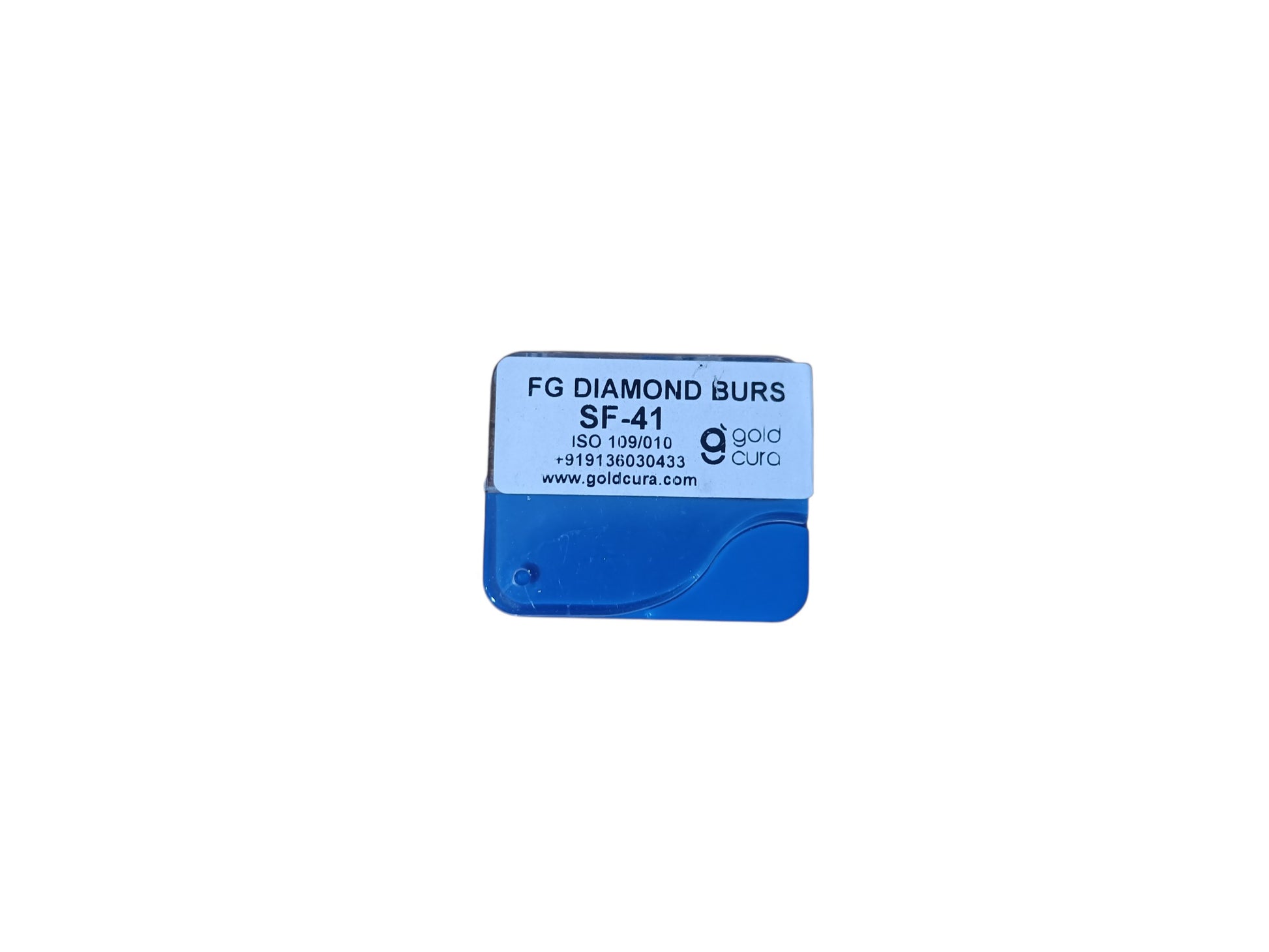 Gold Cura SF-41 precision straight flat-end FG diamond burs, pack of 5