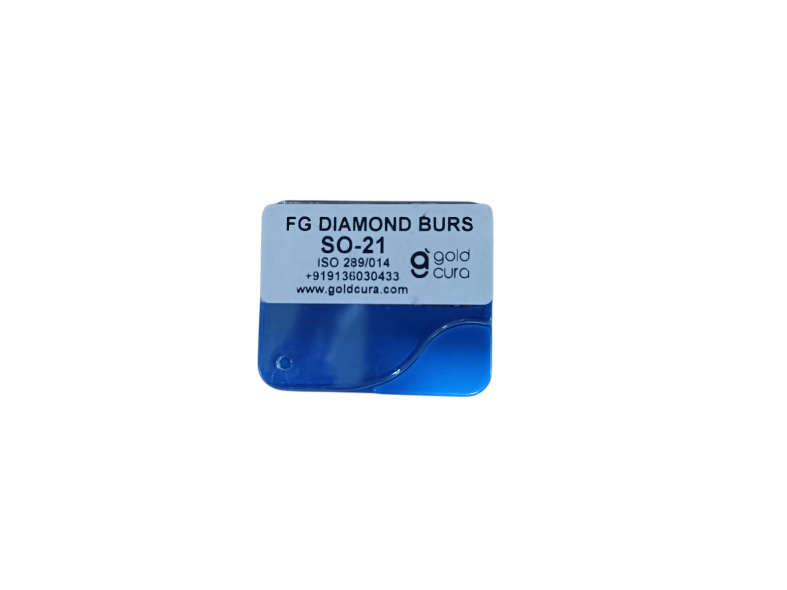 Gold Cura SO-21 medium short straight ogival FG diamond burs, pack of 5