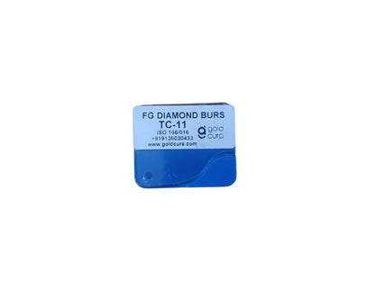 Gold Cura TC-11 broad long taper conical FG diamond burs, pack of 5