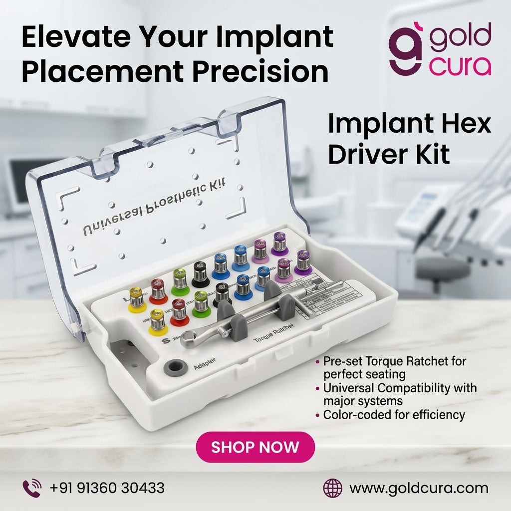 Gold Cura Universal Prosthetic Implant Hex Driver Kit banner