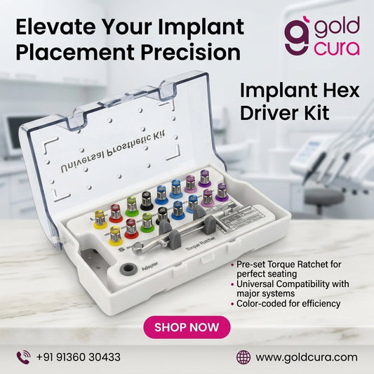 Gold Cura Universal Prosthetic Implant Hex Driver Kit banner