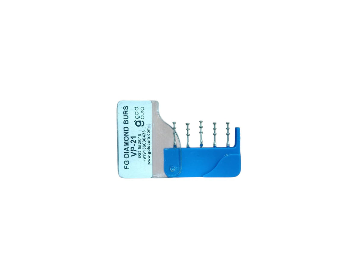 Gold Cura Veneer Depth-Cutting Diamond Burs FG – VP-20 to VP-22, Pack of 5