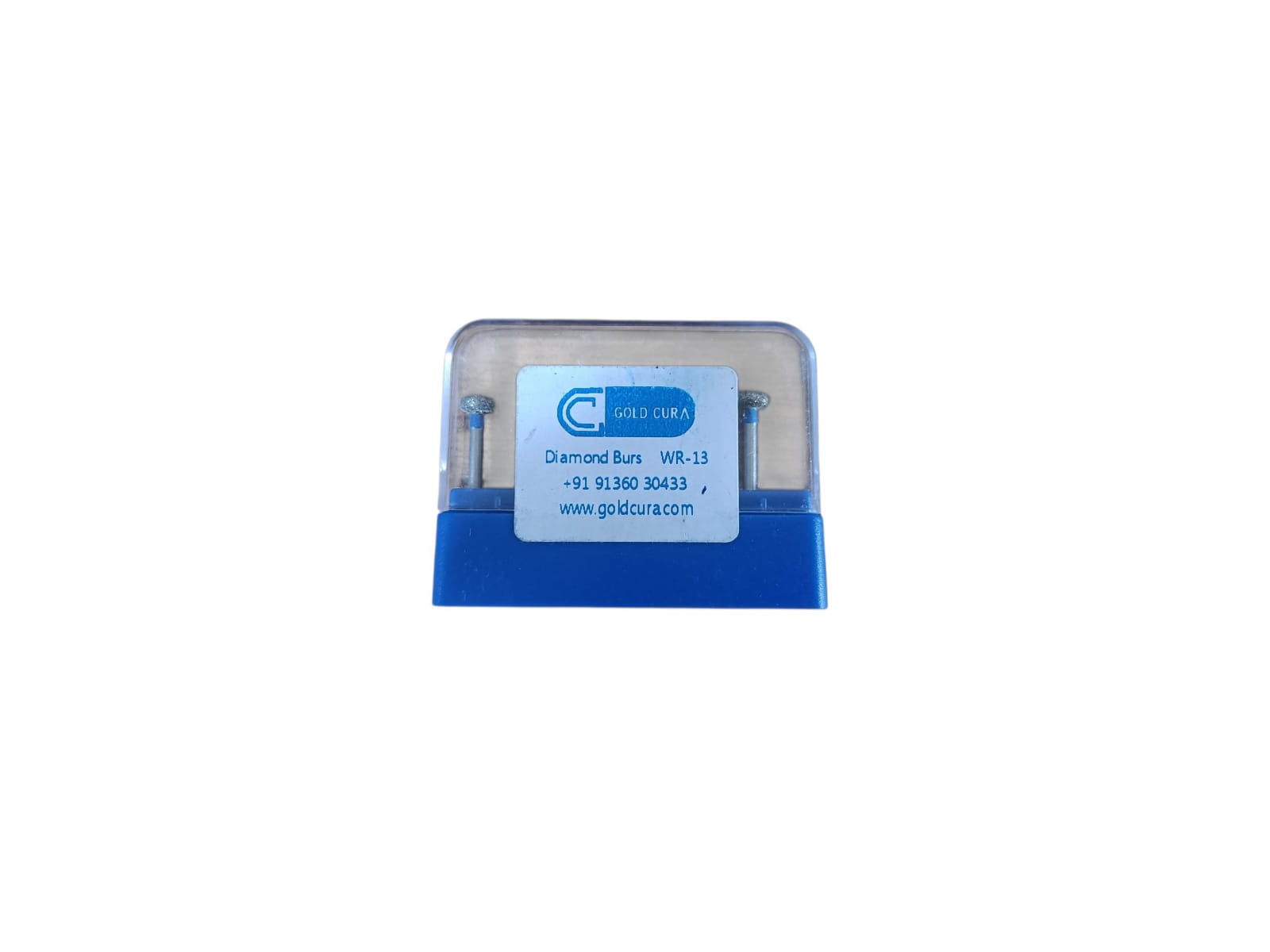Gold Cura WR-13 broad wheel round-end FG diamond burs, pack of 5